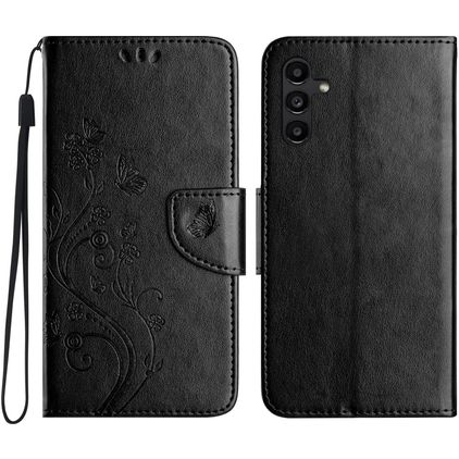 Mobigear Flowers Samsung Galaxy A56 Étui Portefeuille - Noir