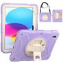 Mobigear SureGrip Coque iPad 10 (2022) Coque arrière en Plastique rigide,Silicone + Porte-crayon + Bandoulière + Support Amovible - Violet