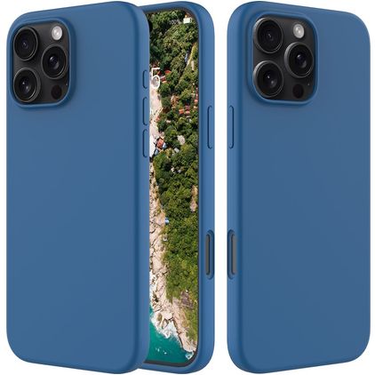 Mobigear Rubber Touch Coque iPhone 16 Pro Max Coque arrière en Silicone - Bleu