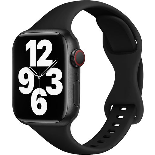 Mobigear Sport Slim Bracelet Silicone Apple Watch Fermeture à clou et passant - 49/46/45/44 mm - Noir