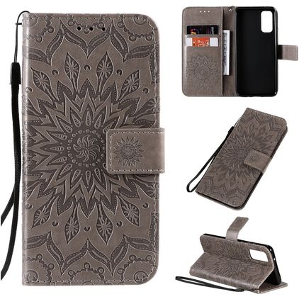 Mobigear Sunflower Samsung Galaxy S20 Étui Portefeuille - Gris