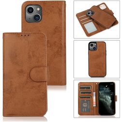 Mobigear Wallet Housse iPhone 15 Plus Etui avec Coque Détachable Porte-Monnaie - Marron