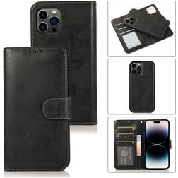 Mobigear Wallet Housse iPhone 15 Pro Etui avec Coque Détachable Porte-Monnaie - Noir