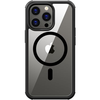 Valenta Full Cover Coque iPhone 15 Pro Max MagSafe Coque arrière en Verre trempé Anti-Chocs - Transparent / Noir