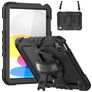 Mobigear SureGrip Xtreme Coque iPad 11 (2025) Coque arrière en Plastique rigide,Silicone + Bandoulière + Support Amovible - Noir