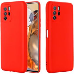 Mobigear Rubber Touch Coque POCO X3 GT Coque arrière en Silicone - Rouge