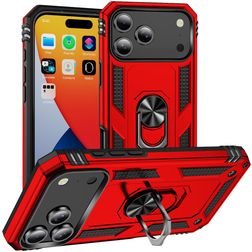 Mobigear Armor Ring Coque iPhone 17 Pro Max Coque arrière Rigide Anti-Chocs avec Anneau-Support - Rouge