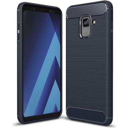 Mobigear Brushed Slim Samsung Galaxy A8 (2018) TPU souple Coque arrière - Bleu marine
