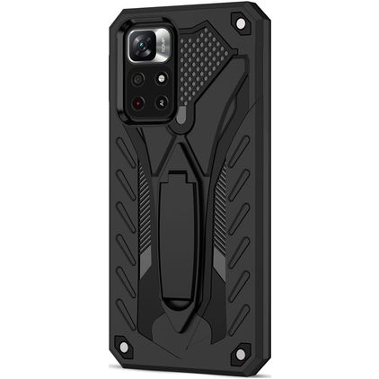Mobigear Armor Stand Coque Xiaomi Redmi Note 11T Coque arrière Rigide Anti-Chocs avec Support Amovible - Noir