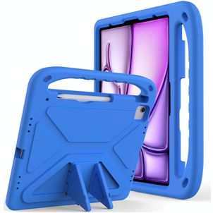 Mobigear AeroArmor Coque iPad Air 13 Pouces (2024) Coque de tablette pour enfants avec Poignée Enfants en EVA + Porte-crayon - Bleu