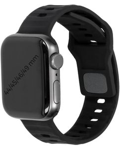 Mobiparts Sport Bracelet Silicone Apple Watch Fermeture à clou et passant - 49/46/45/44 mm - Noir