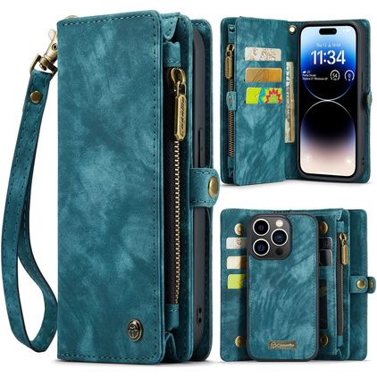 Caseme 008 Housse iPhone 14 Pro Etui avec Coque Détachable Porte-Monnaie - Bleu