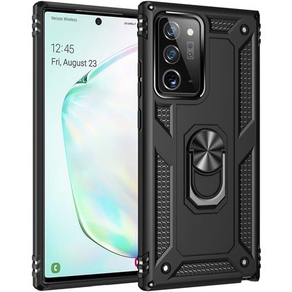 Mobigear Armor Ring Coque Samsung Galaxy Note 20 Coque arrière Rigide Anti-Chocs avec Anneau-Support - Noir