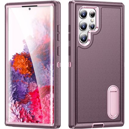 Mobigear Rugged Stand Coque Samsung Galaxy S23 Ultra Coque arrière Rigide Anti-Chocs avec Support Amovible - Violet