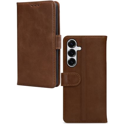 Mobilize Wallet Housse Samsung Galaxy S26 Plus Etui en Cuir Véritable Porte-Monnaie - Marron