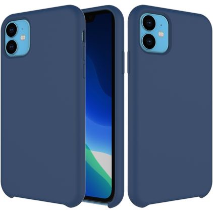 Mobigear Rubber Touch Coque iPhone 11 Coque arrière en Silicone - Bleu Marin