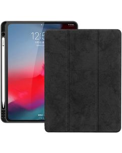 Mobigear Tri-Fold Gel Coque iPad Pro 12.9 Pouces (2018) Etui en TPU,Similicuir + Porte-crayon - Noir