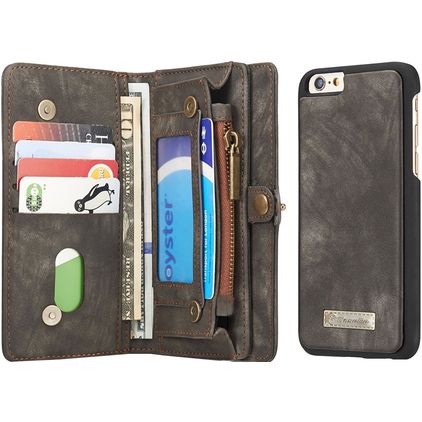 Caseme 008 Housse iPhone 6s Etui avec Coque Détachable Porte-Monnaie - Noir