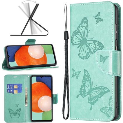 Mobigear Butterfly Housse Samsung Galaxy A13 4G Etui Porte-Monnaie - Turquoise