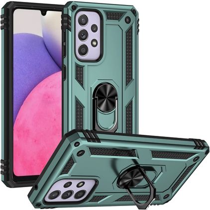 Mobigear Armor Ring Coque Samsung Galaxy A33 Coque arrière Rigide Anti-Chocs avec Anneau-Support - Vert