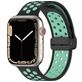 Mobigear Sport Plus Mag Bracelet Silicone Apple Watch Fermeture magnétique - 42/41/40/38 mm - Noir / Turquoise