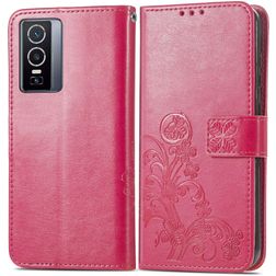 Mobigear Clover Housse Vivo Y76 Etui Porte-Monnaie - Magenta