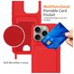 Mobigear Lanyard Card iPhone 16 Pro Coque avec cordon en Silicone et Porte-Cartes - Rouge