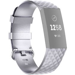 Mobigear Cross Bracelet Silicone Fitbit Charge 4 Fermeture boucle ardillon - Argent