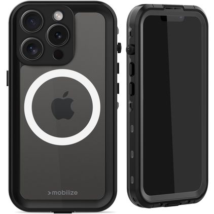 Mobilize Waterproof Coque iPhone 15 Pro MagSafe Coque arrière Imperméable Rigide - Noir