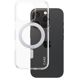 CARE by PanzerGlass Kickstand iPhone 16 Pro MagSafe Plastique rigide Coque arrière avec béquille - Transparent / Argent