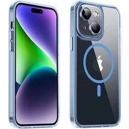Valenta Trend Coque iPhone 15 Plus MagSafe Coque arrière Rigide - Transparent / Bleu