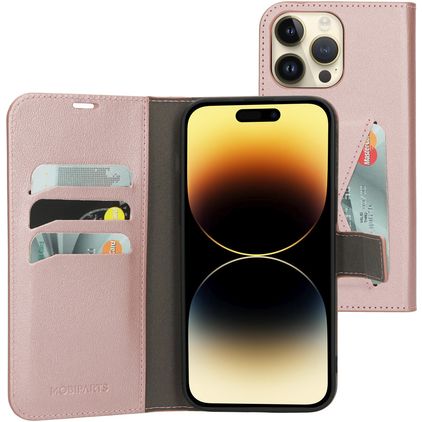 Mobiparts Classic Wallet Housse iPhone 14 Pro Max Etui Porte-Monnaie - Rose