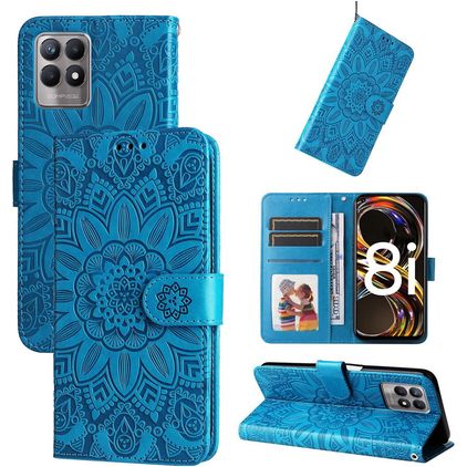 Mobigear Sunflower Housse Realme Narzo 50 4G Etui Porte-Monnaie - Bleu