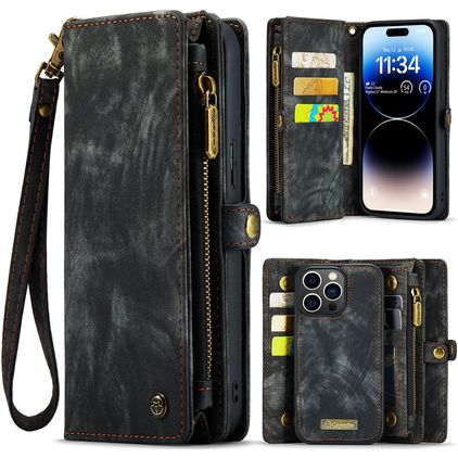 Caseme 008 Housse iPhone 14 Pro Max Etui avec Coque Détachable Porte-Monnaie - Noir