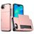 Mobigear Card Coque iPhone 16e Coque arrière Rigide Anti-Chocs avec Porte-Cartes - Rose doré
