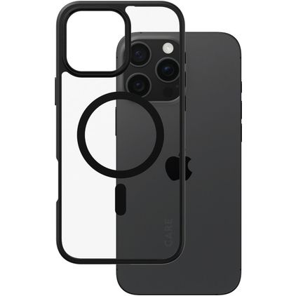 CARE by PanzerGlass Flagship Coque iPhone 16 Pro Max MagSafe Coque arrière Rigide - Transparent / Noir