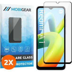 Mobigear Premium Xiaomi Redmi A1 4G Verre trempé Protection d'écran - Compatible Coque - Noir (Lot de 2)