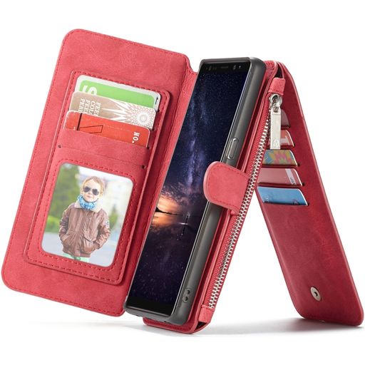 Caseme 007 Housse Samsung Galaxy Note 9 Etui avec Coque Détachable Porte-Monnaie - Rouge