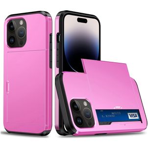 Mobigear Card Coque iPhone 15 Pro Coque arrière Rigide Anti-Chocs avec Porte-Cartes - Rose