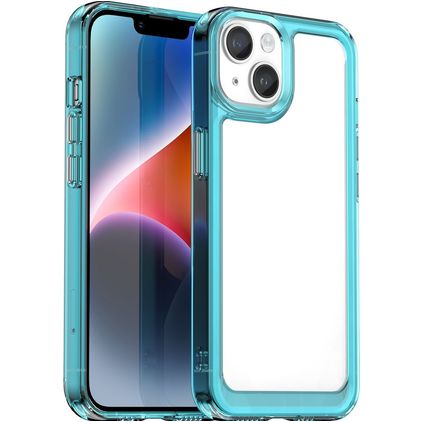 Mobigear Crystal Coque iPhone 15 Coque arrière Rigide - Transparent / Turquoise