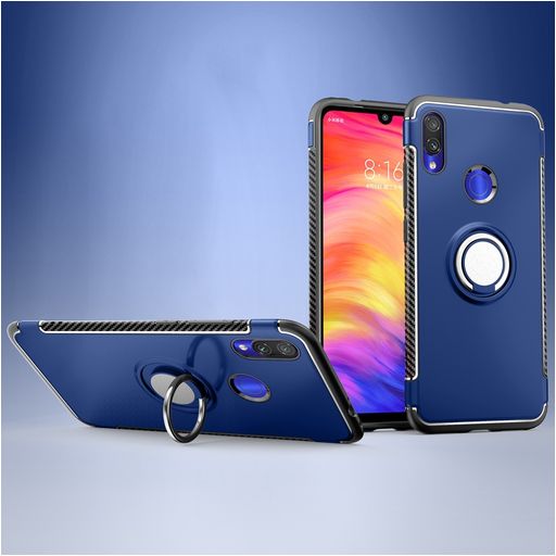Mobigear Armor Ring Coque Xiaomi Redmi Note 7 Coque arrière Rigide Anti-Chocs avec Anneau-Support - Bleu