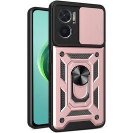 Mobigear Armor Ring Cam Slide Coque Xiaomi Redmi 10 5G Coque arrière Rigide Anti-Chocs avec Anneau-Support et Protecteur Lentilles - Rose doré