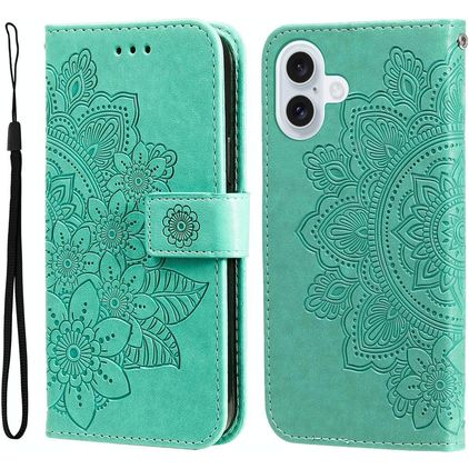 Mobigear Flowers iPhone 17 Étui Portefeuille - Vert