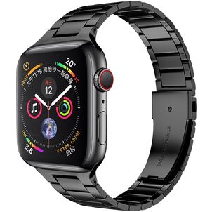 Mobigear Lissabon Bracelet Acier Apple Watch Fermeture boucle déployante - 49/46/45/44 mm - Noir
