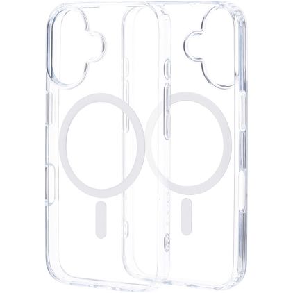 Mobiparts Hardcover Coque Transparente iPhone 16 MagSafe Coque arrière Rigide - Transparent