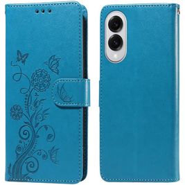 Mobigear Flowers Housse Samsung Galaxy S25 Edge Etui Porte-Monnaie - Bleu