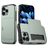 Mobigear Card Coque iPhone 16 Pro Coque arrière Rigide Anti-Chocs avec Porte-Cartes - Vert