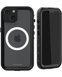 Mobilize Waterproof Coque iPhone 15 MagSafe Coque arrière Imperméable Rigide - Noir