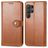 Mobigear Snap Button Housse Samsung Galaxy S25 Ultra Etui Porte-Monnaie - Marron