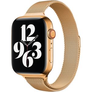 Mobigear Slim Loop Bracelet Milanais Apple Watch Fermeture magnétique - 42/41/40/38 mm - Or